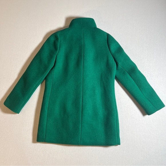 J Crew Wool Blend Kelly Green Peacoat w/ Hidden Gold Zipper, Size 2 - Picture 4 of 11